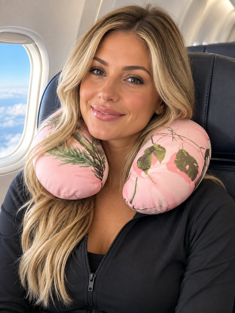 Big Game Treestands Pink Camo U-shaped neck pillow featuring a Realtree-NWT
